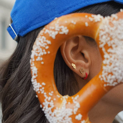Soft Pretzel Stud Earrings - Hypoallergenic, Flat Back, Girl