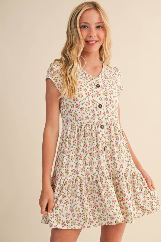BUTTON DOWN TIERED DRESS