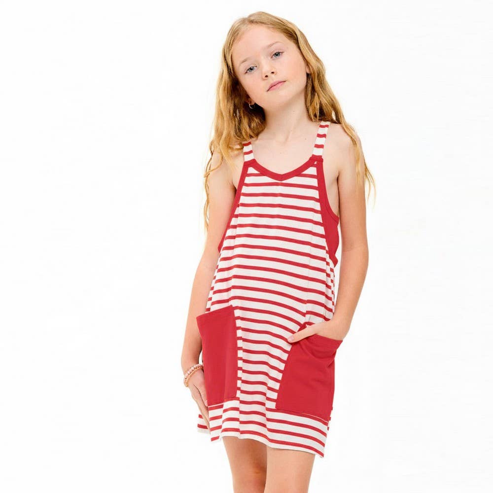 Striped mini dress with inner romper