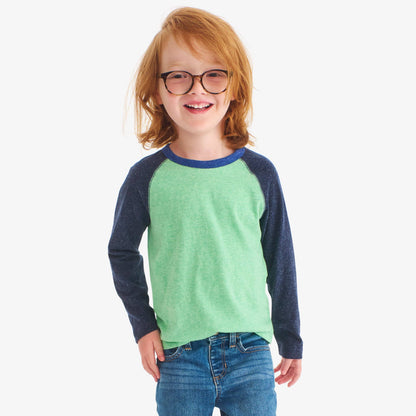 Kids heathered long sleeve baseball tee