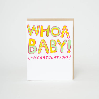 Whoa Baby Funny Congrats Letterpress Greeting Card by Egg Press