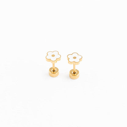 Petite Flower Stud Earring - Hypoallergenic, Flat Back, Girl
