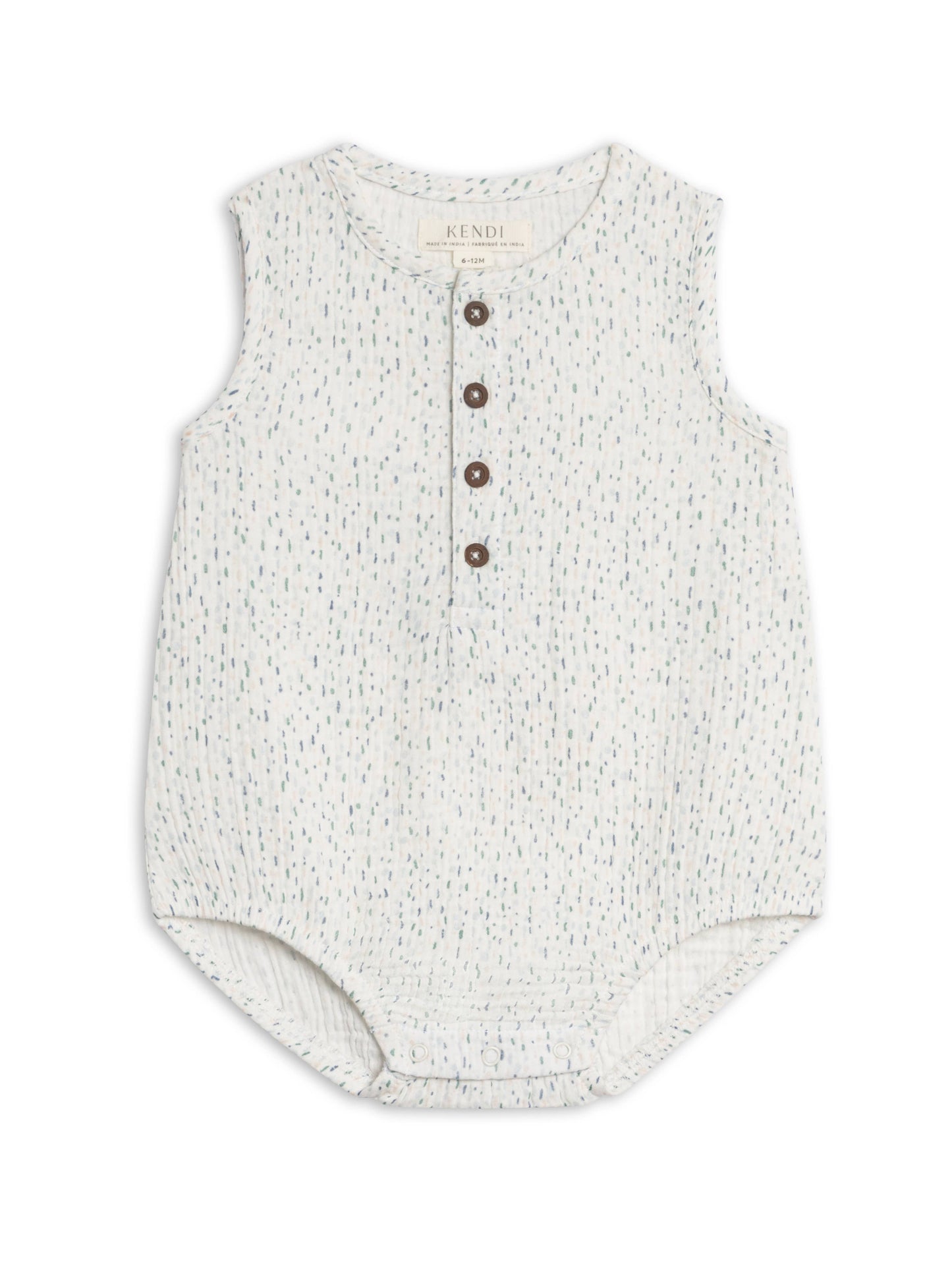 Bowie Muslin Bubble Romper - Pinehurst / Powder + Shell